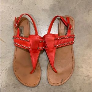 Coral sandal with stud detail